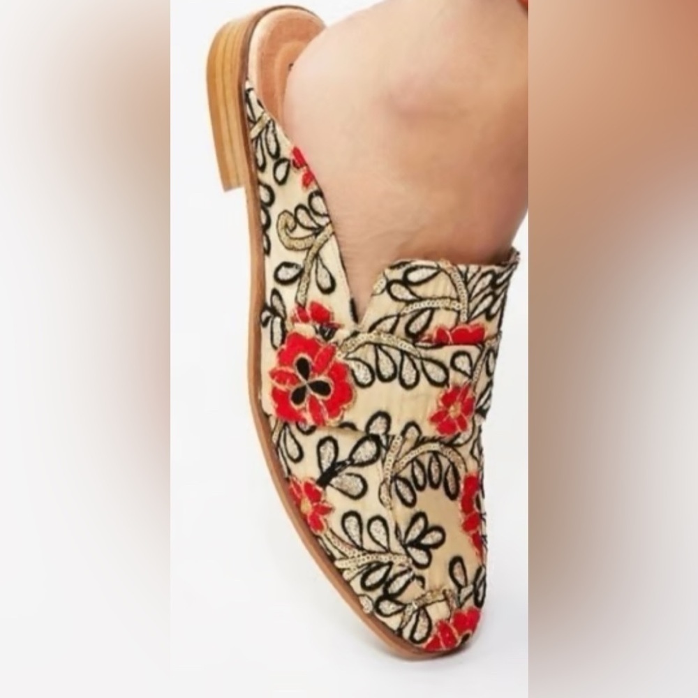Free People Red and Cream Artistic Flats